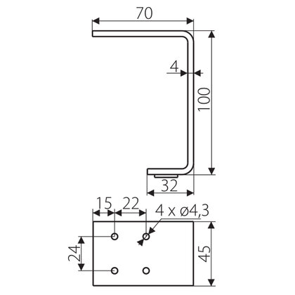 Nábytková noha NS32-100-L2 bez regulácie čierna / Gamet 