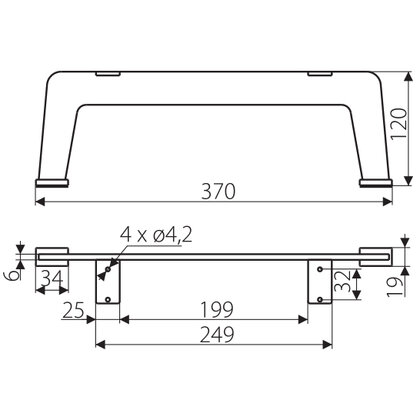 Nábytková noha NS42-120-370-L2 bez regulácie čierna / Gamet 