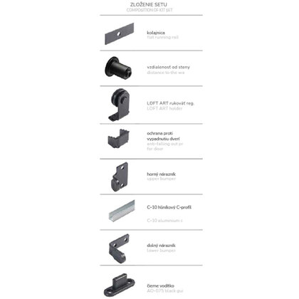 Zostava LOFT ART s reguláciou - 1 dverová na 100 kg +  kolaj /Laguna