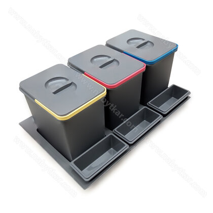 Kôš na odpadky ART 938 LC do zás. šírky 80cm,700x480x310 mm 3x15 l, antracit