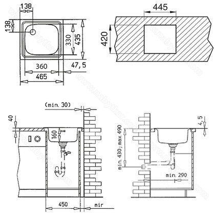 Drez UNIVERSAL E50/1C, 465x435x160 /Teka dopredaj 