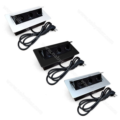 Stolová vyklápacia 3- zásuvka s káblom 230V,  225x110 mm Stolová vyklápacia 3- zásuvka s káblom 230V,  225x110 mm