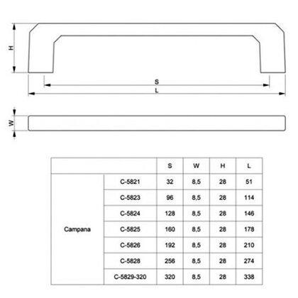 Madlo CAMPANA  P61, čierny mat.