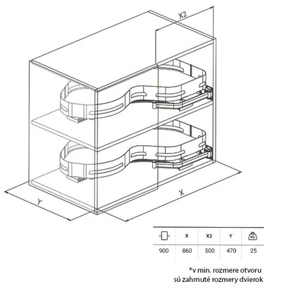 Erg.roh.kôš MATERIA 371, 2 pol., 500 mm, Antracit