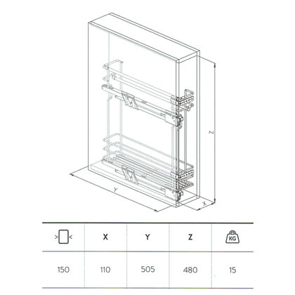 Cargo košík "15" GREEN LINE 002P, bočný-s tlmením,na utierky, chróm / SIGE Cargo košík "15" GREEN LINE 002P, bočný-s tlmením,na utierky, chróm / SIGE