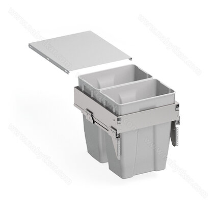 Odpadkový kôš 572, pre šírku: 500mm, s tlmením a uchytením na dvierka, 464x500x560,70l, sivý / SIGE