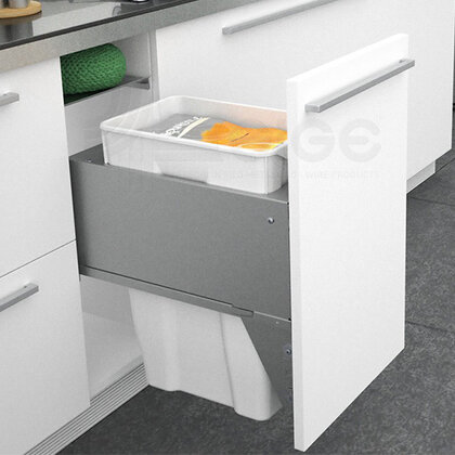 Odpadkový kôš 574, pre šírku: 300mm, s tlmením a uchytením na dvierka, 264x500x560,35l, sivý / SIGE Odpadkový kôš 574, pre šírku: 300mm, s tlmením a uchytením na dvierka, 264x500x560,35l, sivý / SIGE