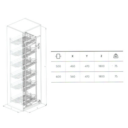 Potrav.kôš FRONT "60" ART.230A 560x470x1800 mm,s tlmením , Green Line / SIGE Potrav.kôš FRONT "60" ART.230A 560x470x1800 mm,s tlmením , Green Line / SIGE