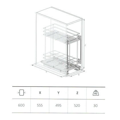 Cargo košík "60" GREEN LINE 003G, spodný-s tlmením / SIGE Cargo košík "60" GREEN LINE 003G, spodný-s tlmením / SIGE