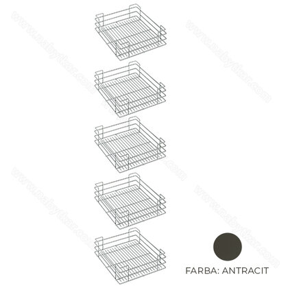 Košíkový set k potrav.košu 255, šírka: 600mm, počet políc: 5ks, antracit / SIGE