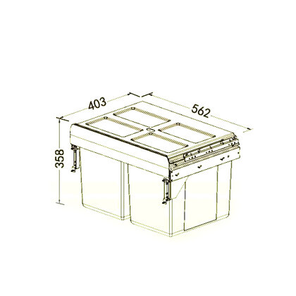 Kôš na odpadky IR630, 27+27l, tlmiaci doťah a uch.na dvierka,do 600 mm (562-568x403x358) sivý /Irone