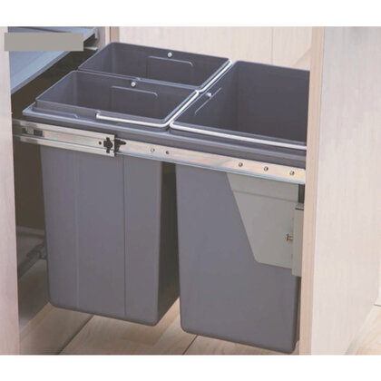 Kôš na odpadky IR442, 20+10Lx2l, s tlmením a uchytením na dvierka, do 400m, sivý /Irone