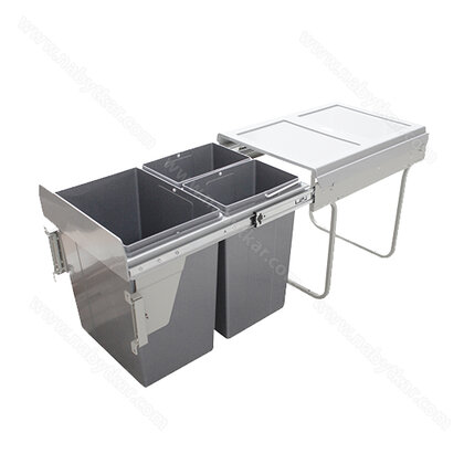 Kôš na odpadky IR442, 20+10Lx2l, s tlmením a uchytením na dvierka, do 400m, sivý /Irone