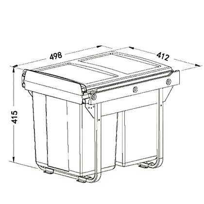 Kôš na odpadky IR541 ,20+10Lx2, tlmiaci doťah a uch.na dvierka,do 450 mm,sivý /Irone
