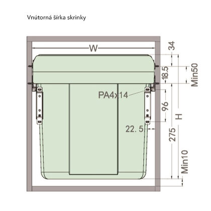 Kôš na odpadky IR432, 16+16l, doťah a uch.na dvierka,do 400mm (362-368x403x358) sivý /Iron Line