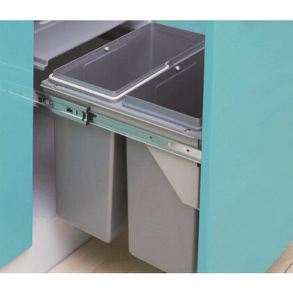 Kôš na odpadky IR432, 16+16l, doťah a uch.na dvierka,do 400mm (362-368x403x358) sivý /Iron Line