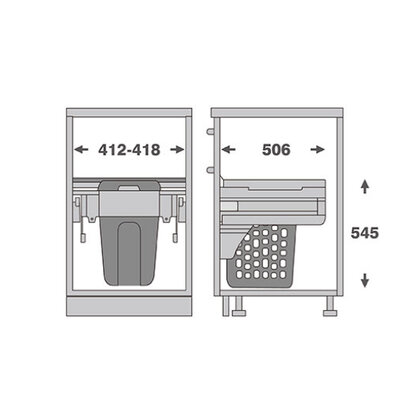 Výsuvný Kôš na bielizeň 412-418x506x545mm, 48l, biely 