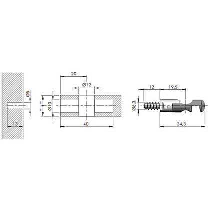 Tiahlo spojovacie TARGET J12 s euro závitom L 12 mm
