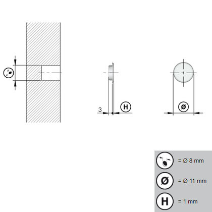 Krytka nasúvacia pre 8 mm otvor biela
