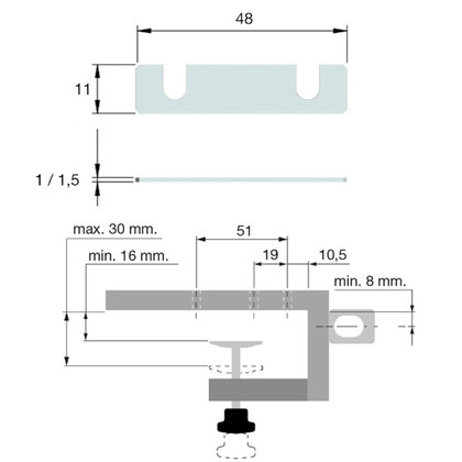 Šablona  K-PUSH TECH na DTD 16 a18 mm Šablona  K-PUSH TECH na DTD 16 a18 mm