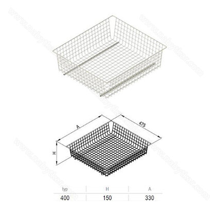 Výs.kôš 400/150mm, biely - bez výsuvu  /Rejs