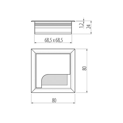 Prechodka kábla  kovová 80 x 80 mm
