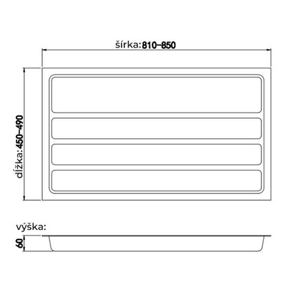 Príborník LUX do 900mm (850x490x60)