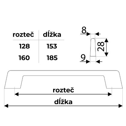 Madlo UU55 čierny mat / Gamet