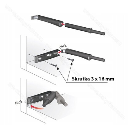 K-PUSH TECH systém na dvierka naložený silný 20mm s magnetom, biely