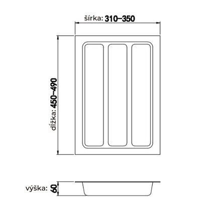 Príborník LUX do 400mm (350x490x60) - komplet