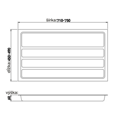 Príborník LUX do 800mm (750x490x60) - komplet