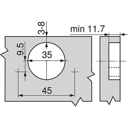 Záves CLIP TOP 155° naložený 70T7550.TL bez pružiny, pre roh.skrinku, (H0-3D) /Blum Záves CLIP TOP 155° naložený 70T7550.TL bez pružiny, pre roh.skrinku, (H0-3D) /Blum