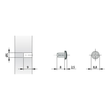 Tlmič dvierok Fi 5mm,na zavŕtanie / IT ( bal:100 ks) Tlmič dvierok Fi 5mm,na zavŕtanie / IT ( bal:100 ks)