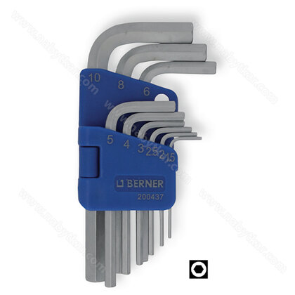 Sada uhl.klúčov 9 ks 1,5- 10 mm / Berner Sada uhl.klúčov 9 ks 1,5- 10 mm / Berner