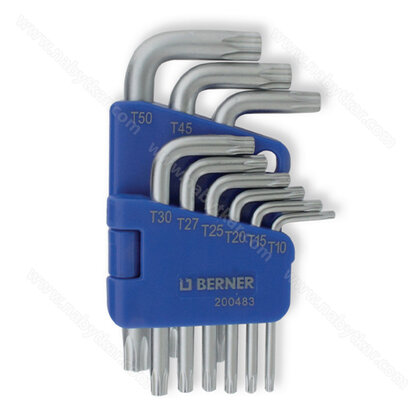 Sada uhl.klúčov 9 ks TX10-50 mm, krátke / Berner Sada uhl.klúčov 9 ks TX10-50 mm, krátke / Berner