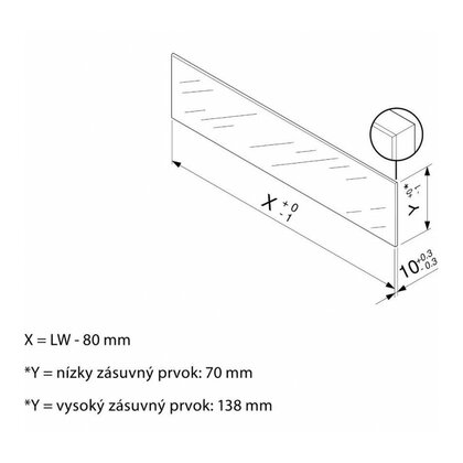 Legrabox, zásuvací prvok zo skla (predný) ZE7W332G /Blum