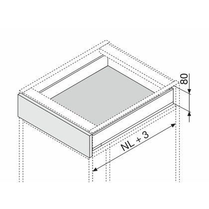Legrabox, bočnice 770N5002S Orion sivá matná, 500 mm /Blum Legrabox, bočnice 770N5002S Orion sivá matná, 500 mm /Blum