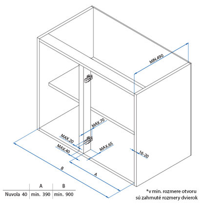 Erg.roh.kôš NUVOLA 371, 2 pol. 400mm, biely-chróm /SIGE