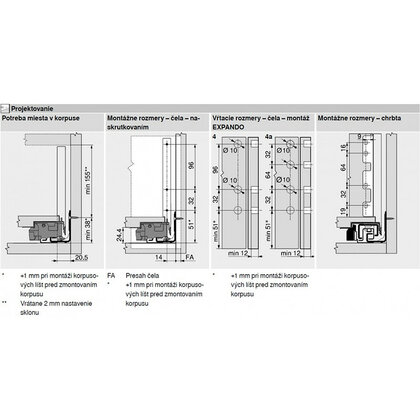 Legrabox, bočnice 770C3002S biele, 300 mm /Blum