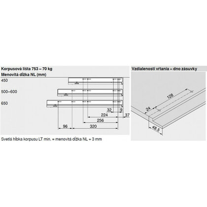 Legrabox, bočnice 770C3002S biele, 300 mm /Blum