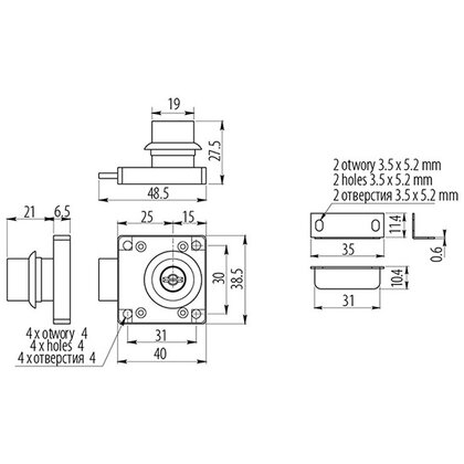 Zámok štvorcový s lámacím klúčikom /GT