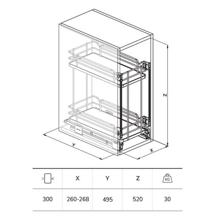 Cargo košík "30" INFINITY LINE 004i - spodný, chróm / SIGE Cargo košík "30" INFINITY LINE 004i - spodný, chróm / SIGE