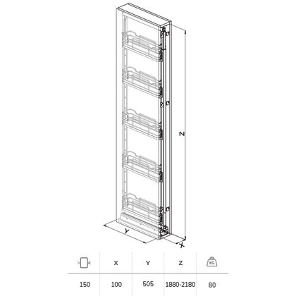Cargo MAXI "15" INFINITY LINE 258i, Výška 1880-2180 mm, chróm / SIGE