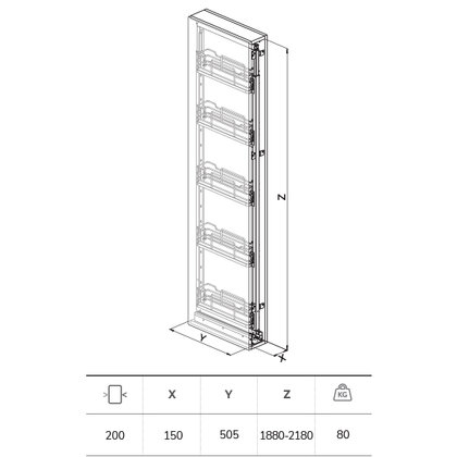 Cargo MAXI "20" INFINITY LINE 258i, Výška 1880-2180 mm, chróm / SIGE