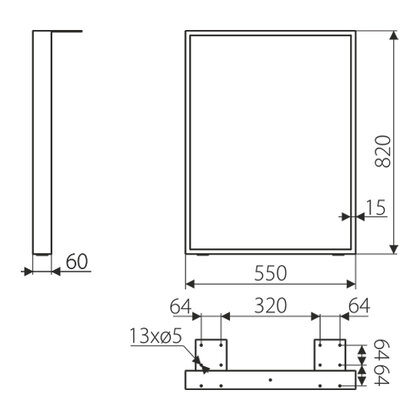 Noha stolová SR29-550-L2-K1 čierna /Gamet 