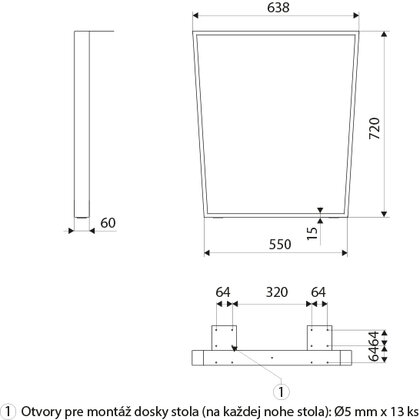 Noha stolová SR24-638-L2-IP1 čierna /Gamet 