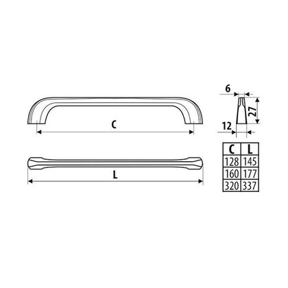 Madlo UU05-160mm čierne matné / Gamet