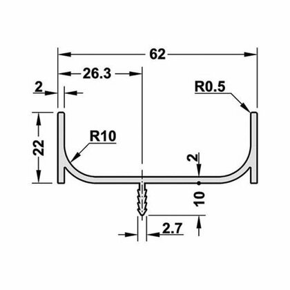 Gripless - Zvislý profil obojstranný na fréz. 2,5 m / SD