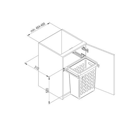 Výsuv bez pred.uchytu pre 1x kôš na bielizeň L-300mm / Rejs