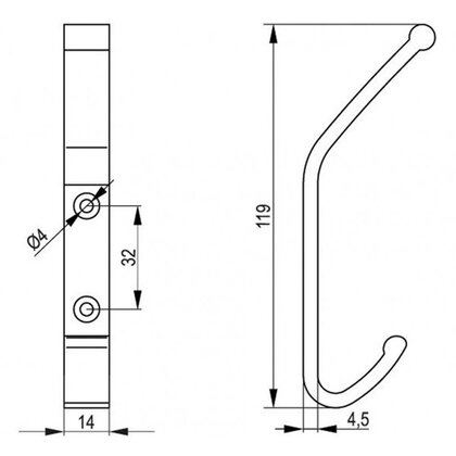 Vešiak WAL 01 biely lesk RAL9003 / Rejs